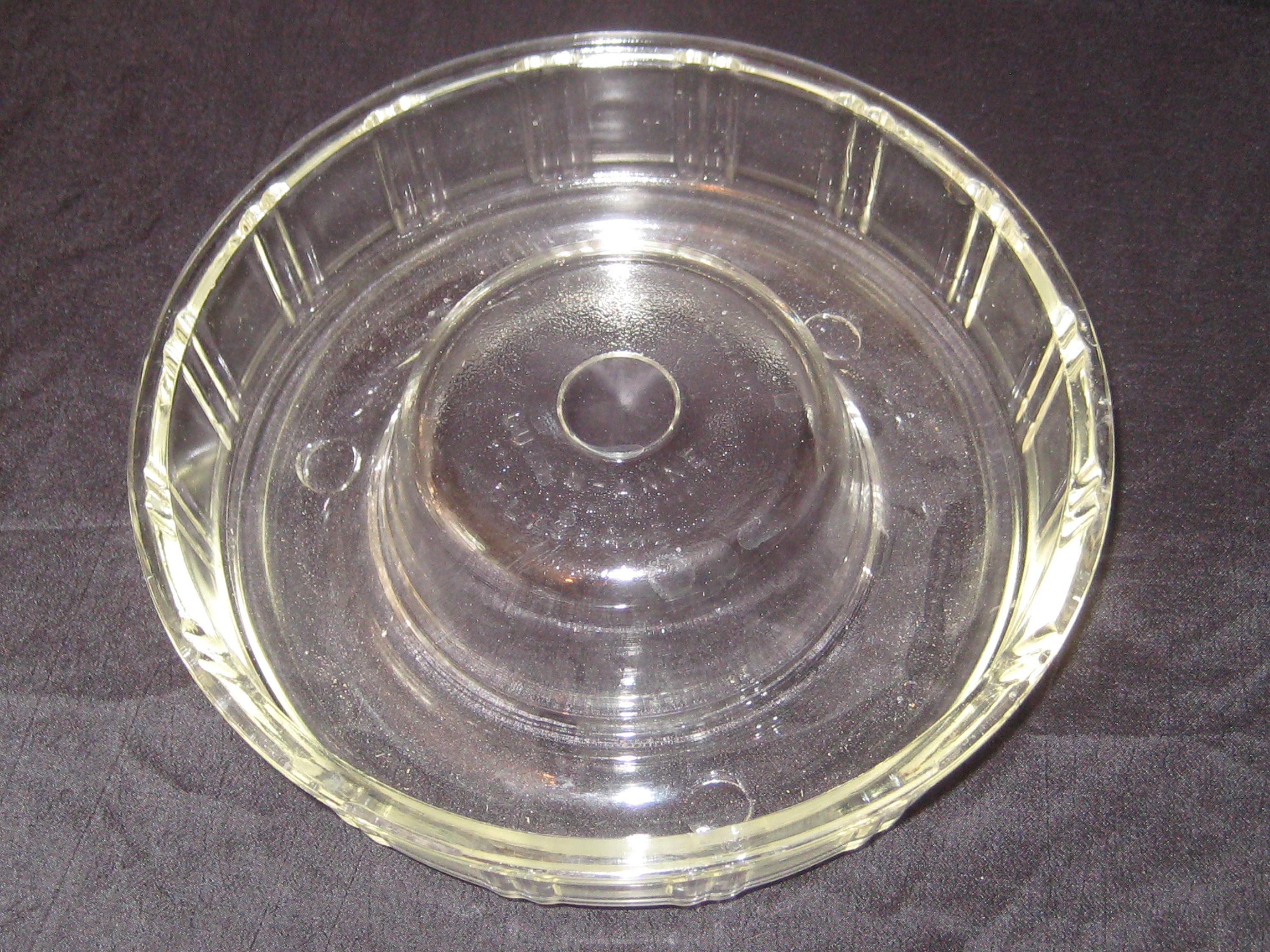 1930's Glasbake Clear Depression Pattern Glass Bundt Angel Food Cake Pan