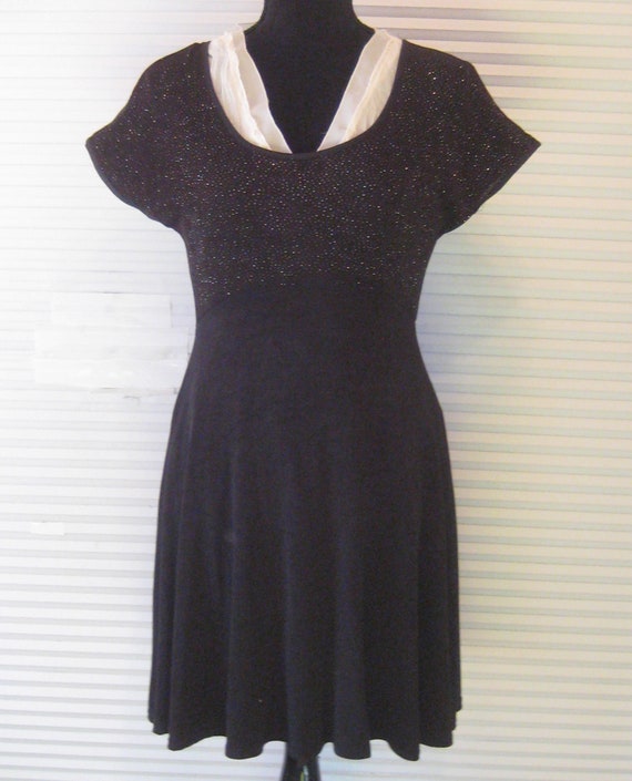 Vintage black dress, 70s 80s, polyester glitter b… - image 2