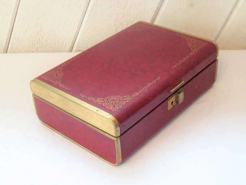 Dark Red Gold Jewelry Box Baroque Jewelry Box Burgundy Etsy