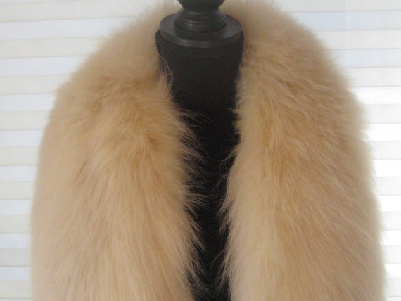 Off white long hair real fur collar, genuine fur … - image 3