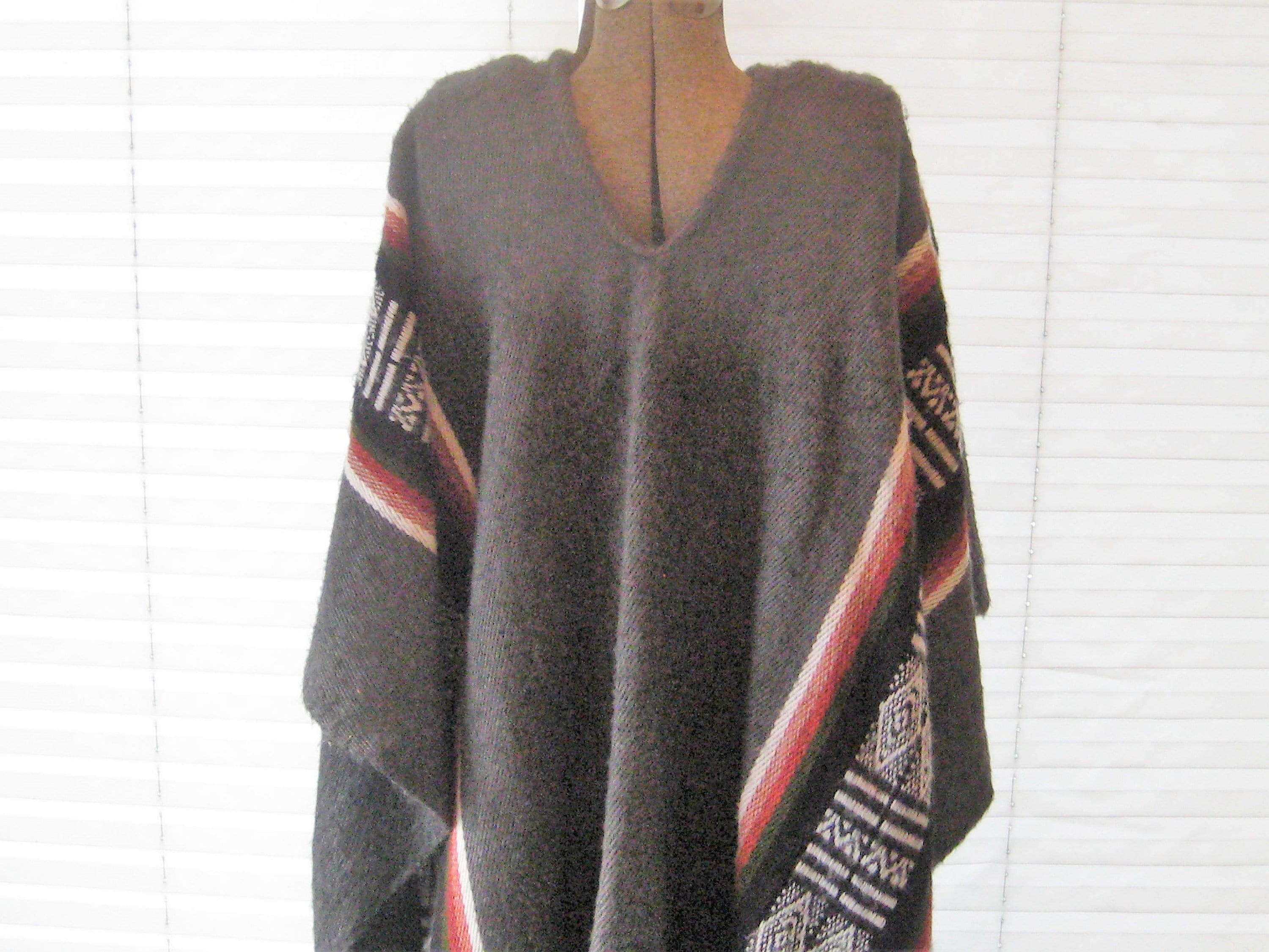 80s～ wool poncho coat 1980sWool Woven Ponacho Cape Coat – Deja Vintage Boutique