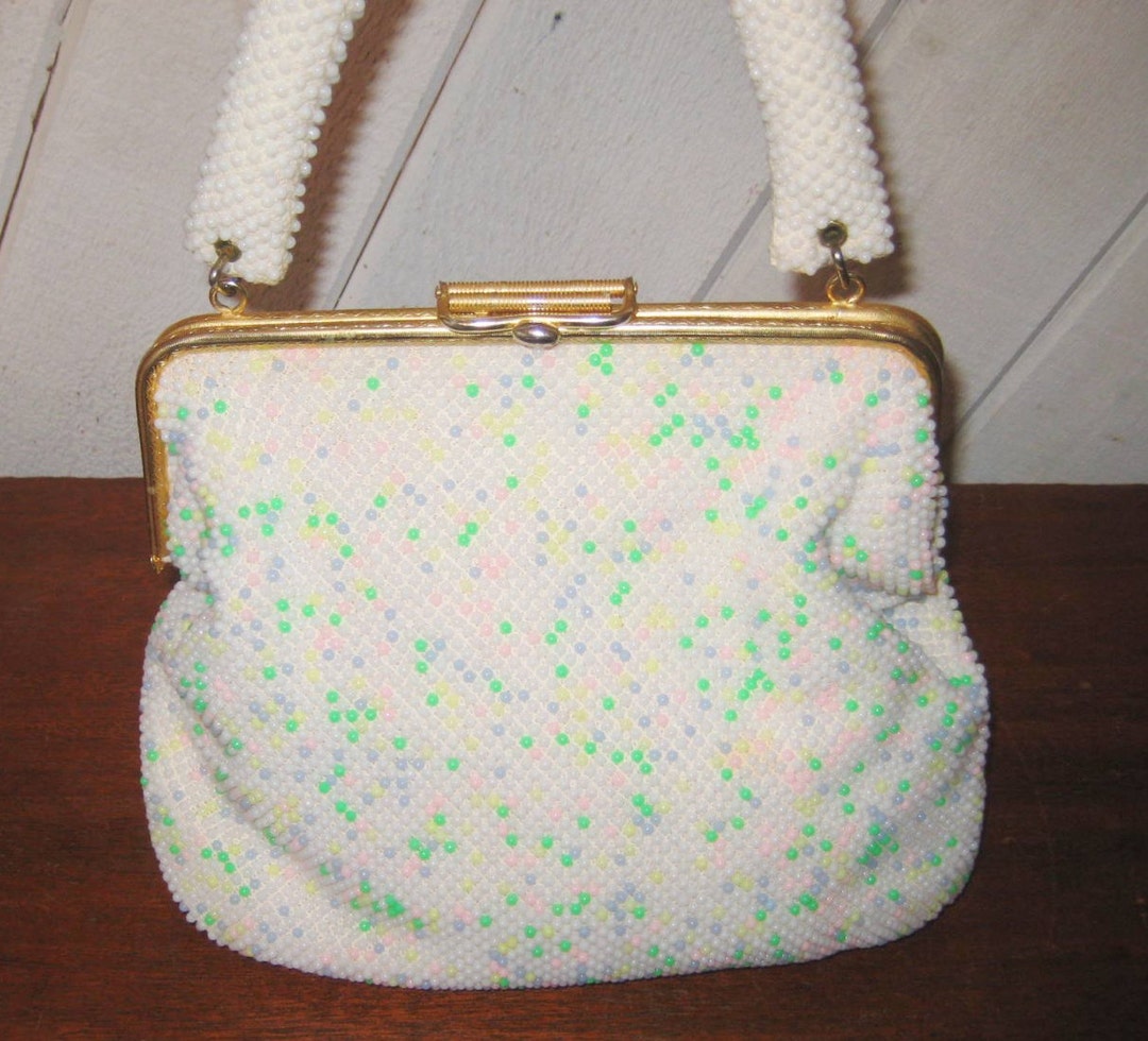 Pastel Beaded Handbag Reversible to White Beaded Bag Formal - Etsy