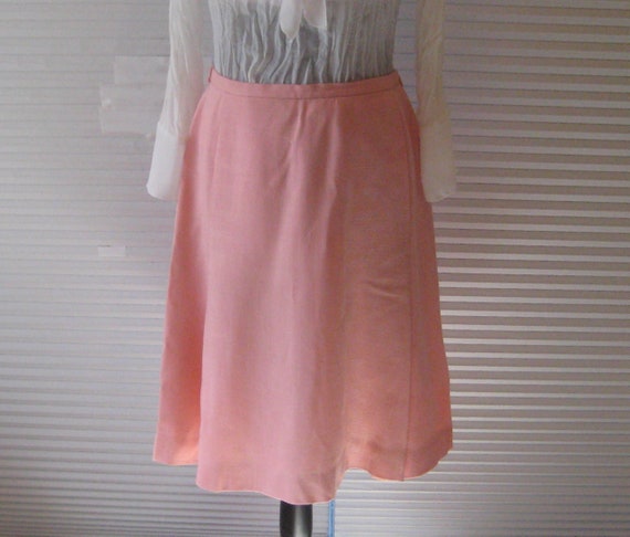 Vintage Pink cotton linen skirt, full fit to flar… - image 3