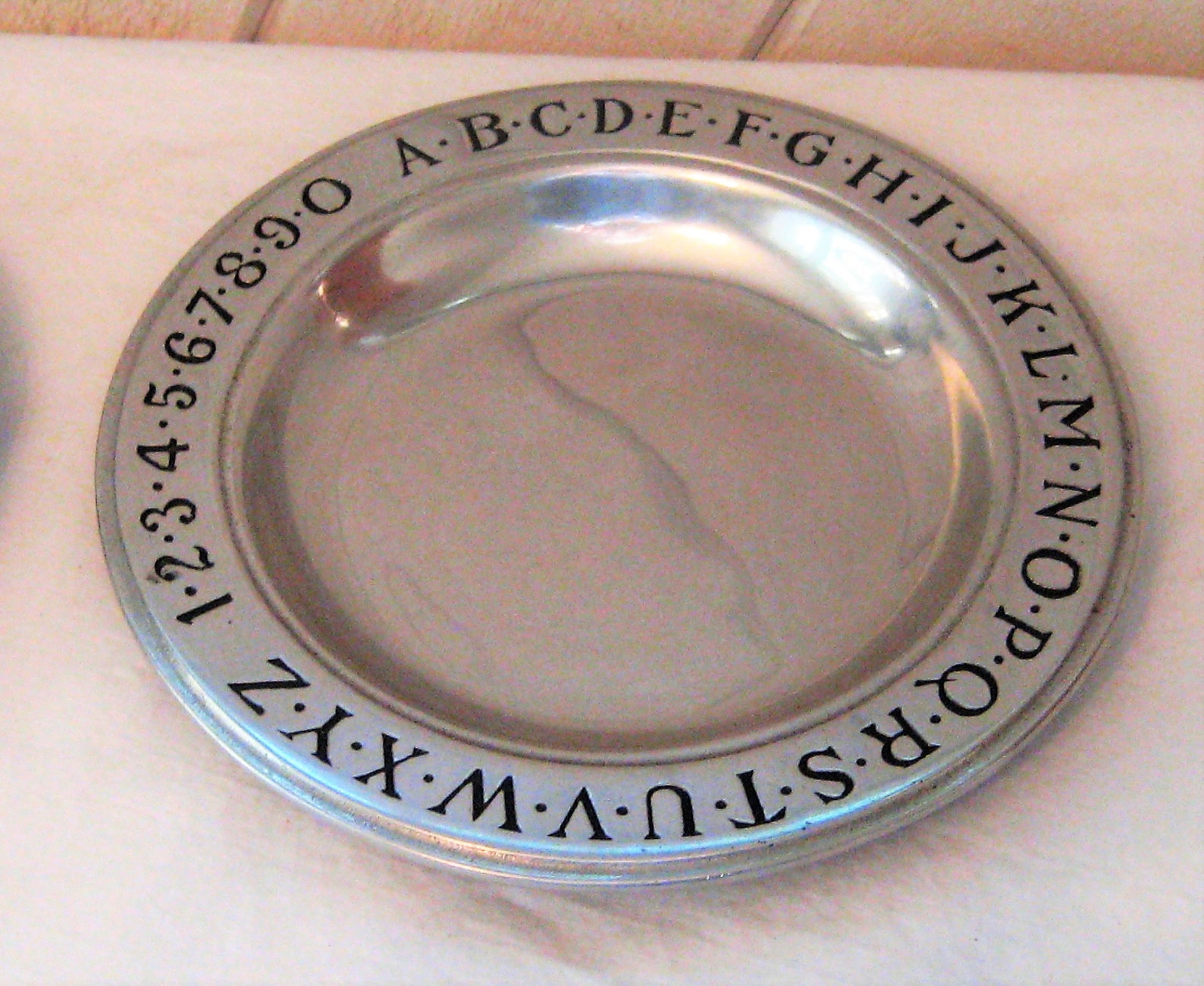 Silver pewter baby plate Wilton ABC 123 alphabet counting Etsy