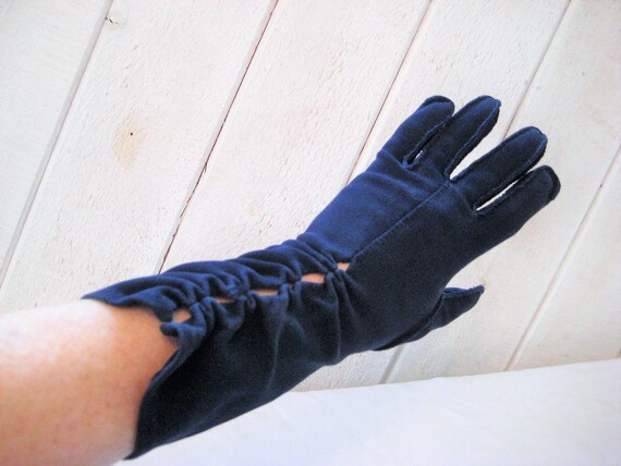 navy evening gloves