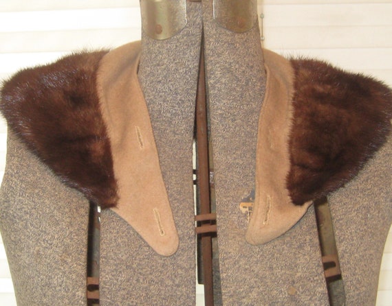 Real brown fur collar, genuine real mink fur, att… - image 2