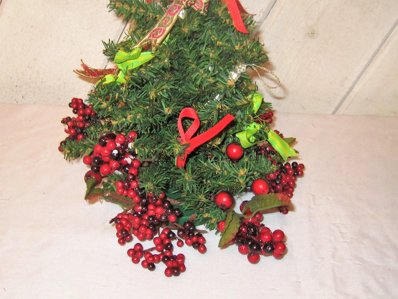 Miniature decorated Christmas tree table top tree red green Etsy