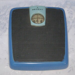 Vintage Blue Black Bathroom Floor Scales, Mid Century Modern, 60s Metal ...
