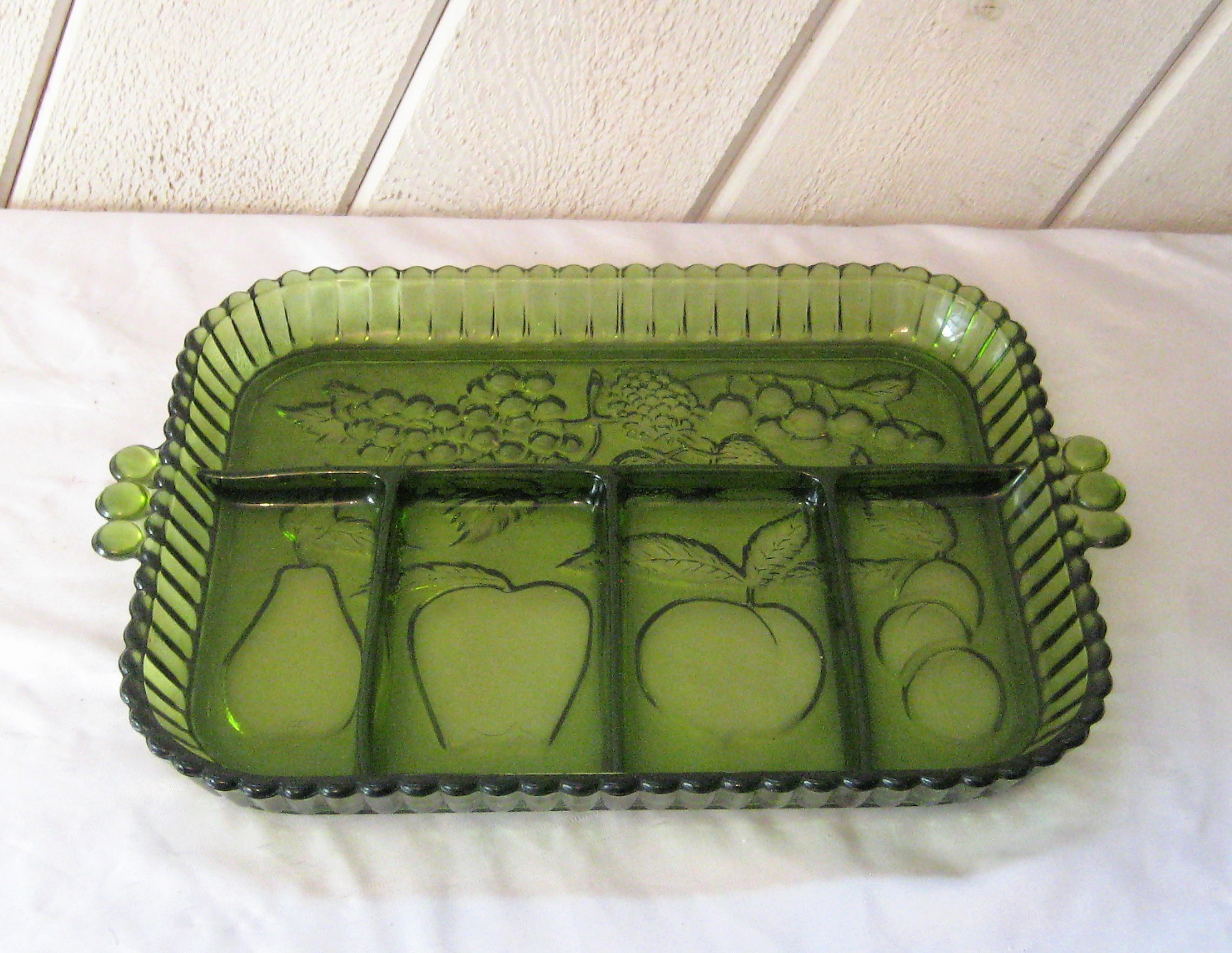 VTG 3xDallas Ware Divided Cafeteria Trays Green Confetti Lot of 3