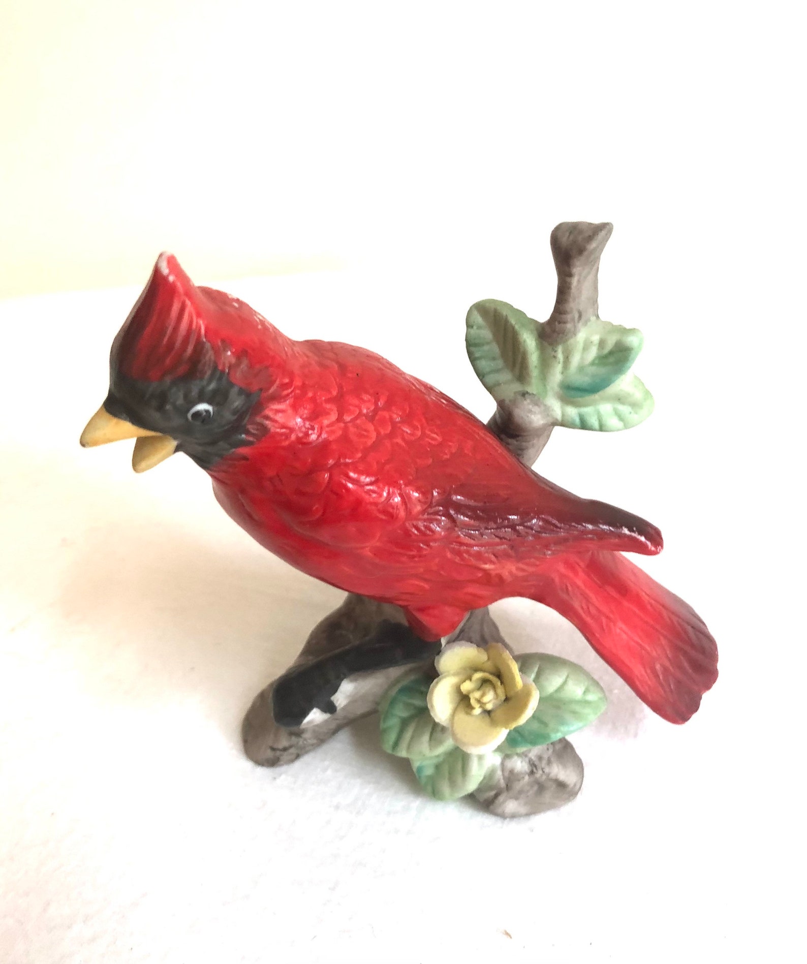 Vintage Ceramic Cardinal Statue Red Bird Figurine Rustic Etsy