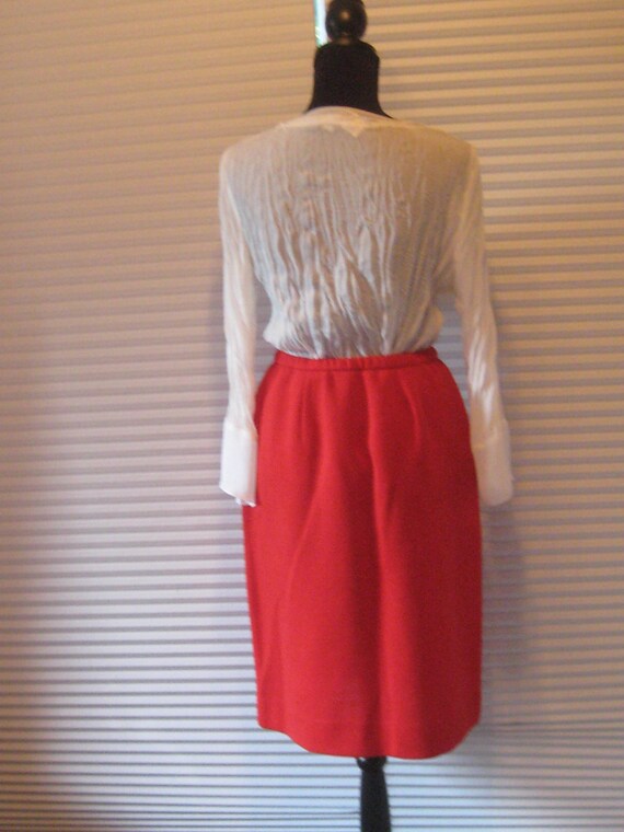 Vintage red wool pull over skirt, elastic waist, … - image 6