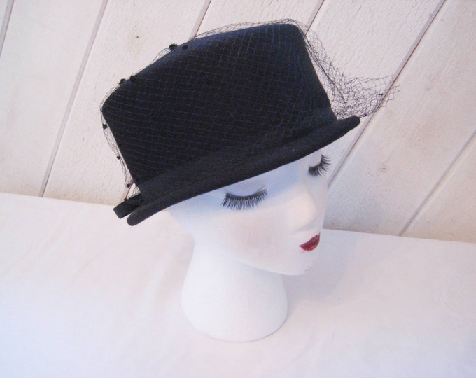 Black Wool Womens Top Hat Decorative Hat Church Sunday Hat Etsy