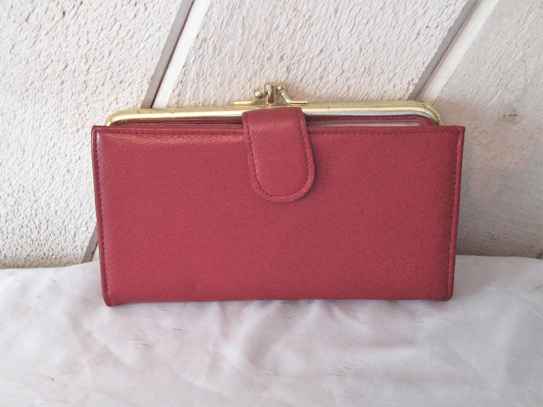 RFID Blocking Credit Card Wallet - Leather Card Organizer With Zipper (Wine Red) - View #8