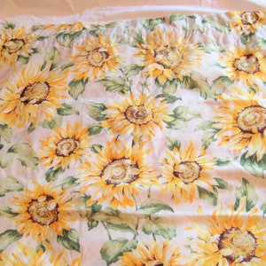 Vintage sunflower valance curtain set, large yellow flowers floral, cafe curtains, 2 pairs, 36 x 54&quot;, kitchen bathroom bedroom