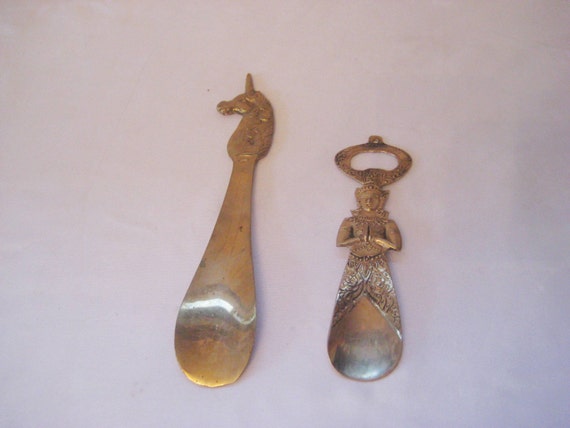 Vintage brass shoe horn India Goddess shoe horn and bottle | Etsy