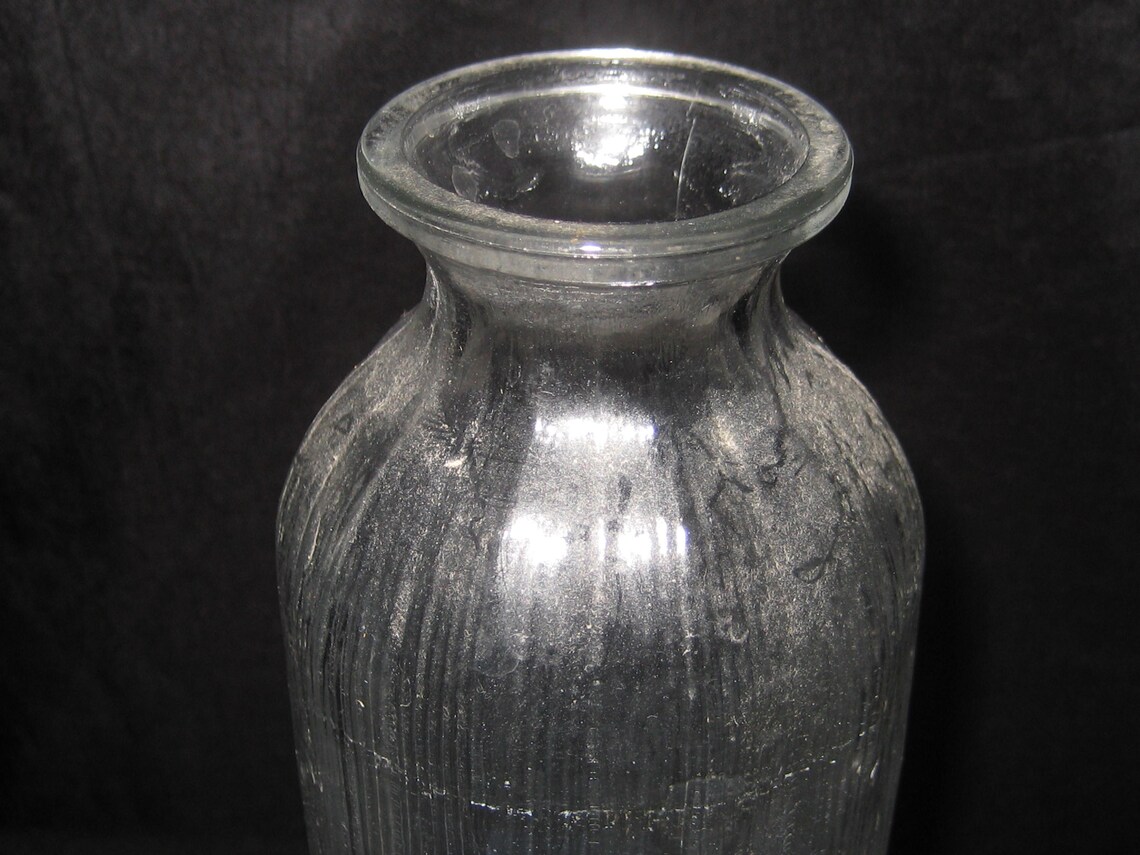 Tall Clear Glass Flower Vase F.T. D. A. Made in USA Ribbed Etsy