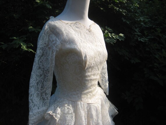 1950s Wedding gown, 50s white ivory wedding dress… - image 5
