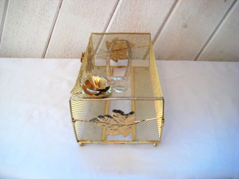 Brass tissue holder decorative gold kleenex box holder 60s Etsy