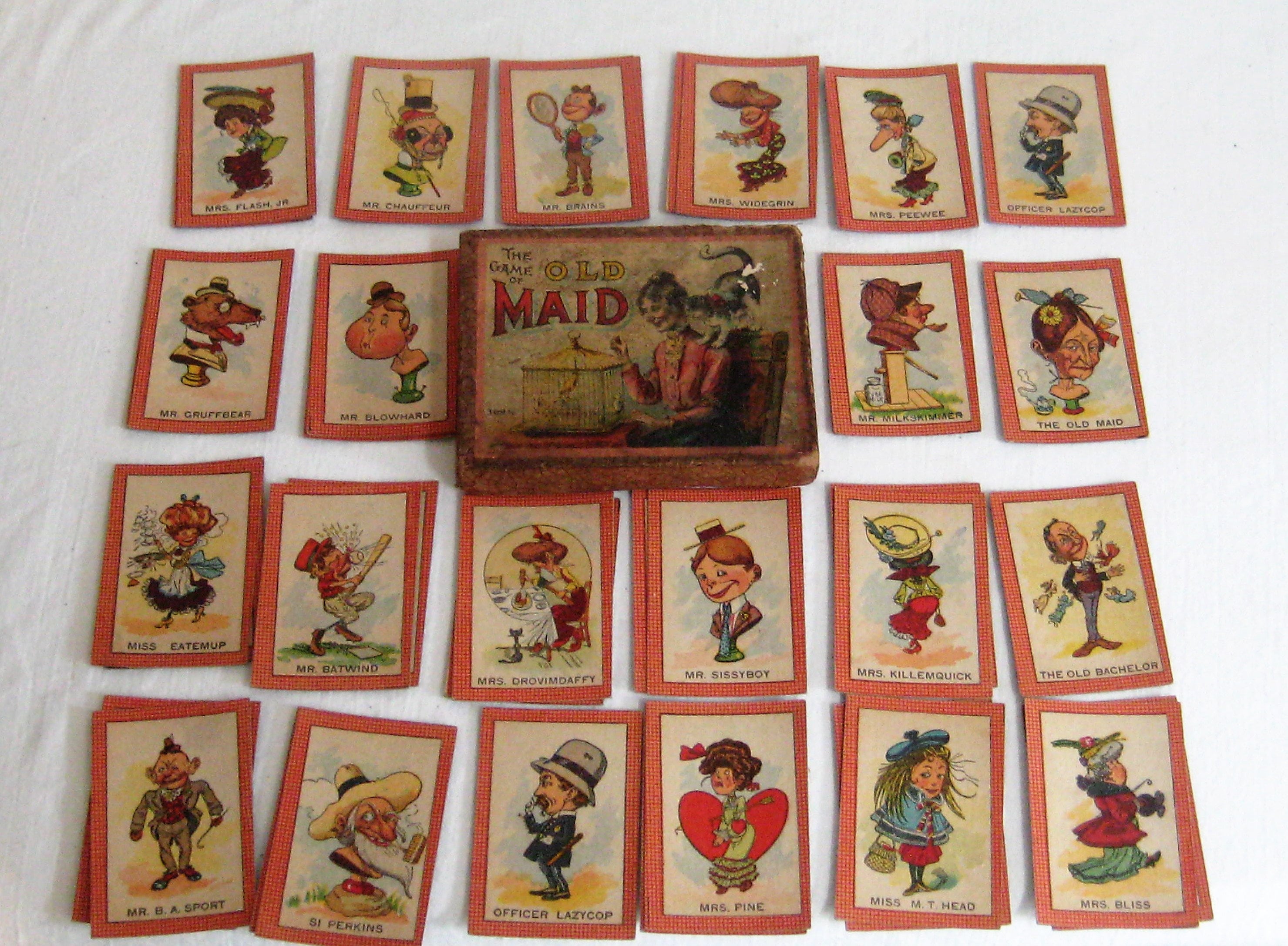 アンティークのオールドメイドトランプ、1904年1900年代、非常に珍しい