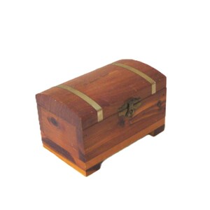 Vintage Small Cedar Box, Hinged Dome Lid, Petite Wood Trunk