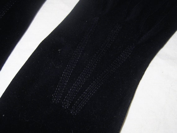 Vintage dark navy blue gloves, suede driving glov… - image 4