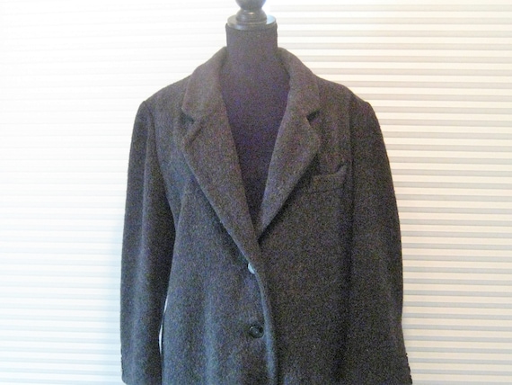 Long Dark Gray Maxi Wool Coat, 60s 70s, Overcoat Warm Winter