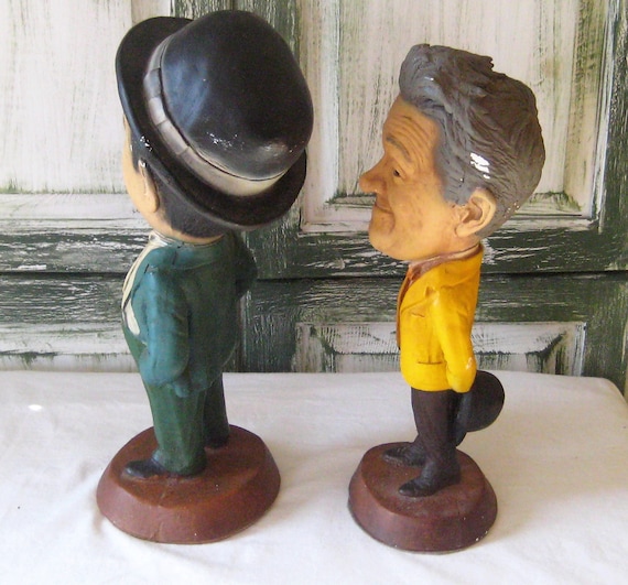 Vintage Large Plaster Laurel Hardy Figurines, Extra Large Statues