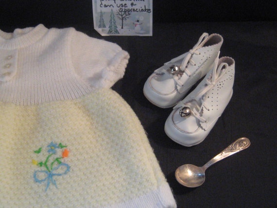 Antique handmade baptism baby dress, white baby s… - image 2