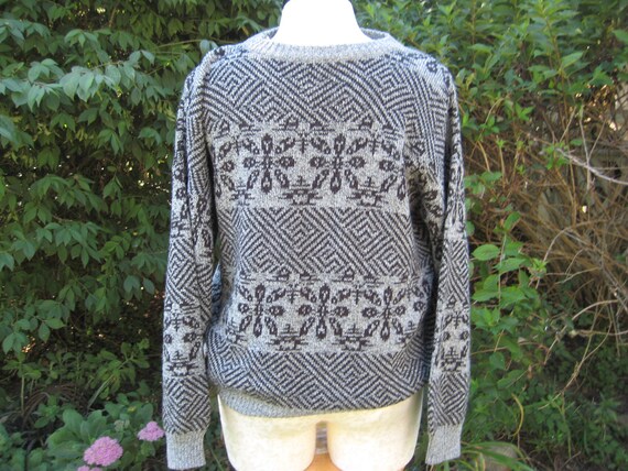 Slouchy Boyfriend sweater, mens gray black geomet… - image 2