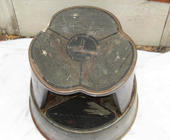 Rustic Step Stool Round Metal Step Stool on Wheels Kik Step