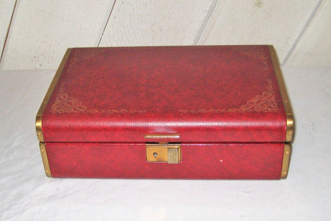 Dark Red, Gold Jewelry Box, Baroque Jewelry Box, Burgundy Velvet