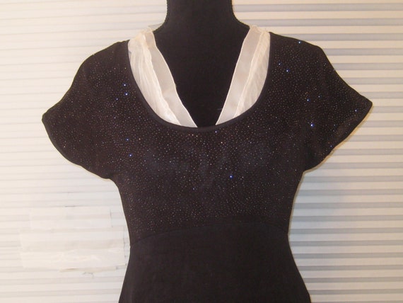 Vintage black dress, 70s 80s, polyester glitter b… - image 3
