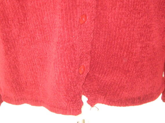 Deep Red cardigan, cranberry button up sweater, s… - image 4