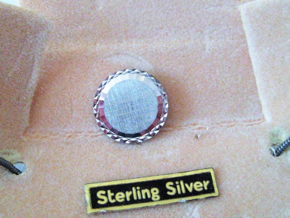 Vintage sterling silver round cuff links tie clip… - image 7