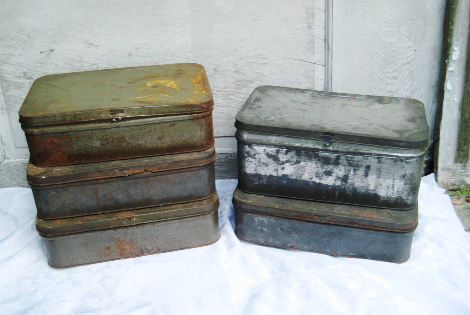 Rustic Aluminum Gray Metal Box With Lid Large Vintage Box Etsy