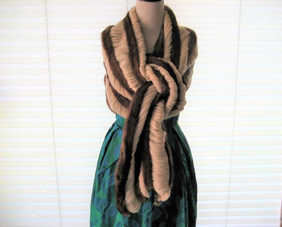Genuine brown mink shawl or cape, real fur brown m