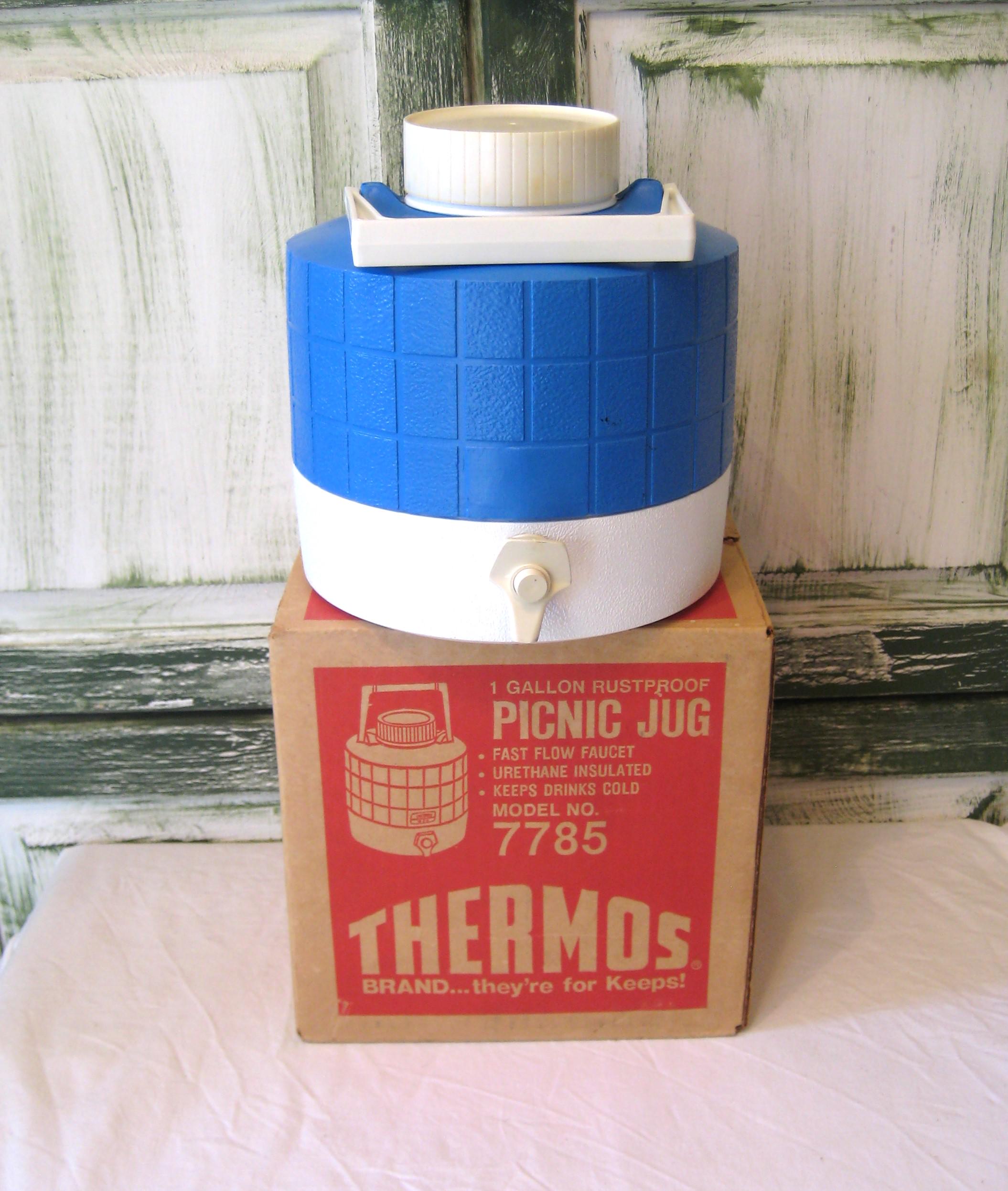 Vintage Large Thermos With Original Box, Picnic Drink Jug