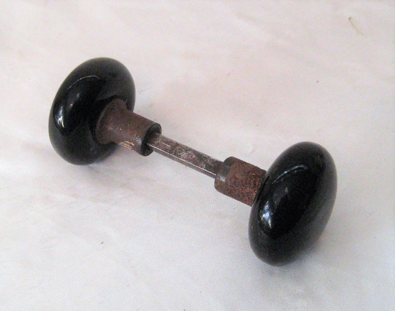 Antique Door Knob Black Porcelain Door Knob Repurposed Coat Etsy