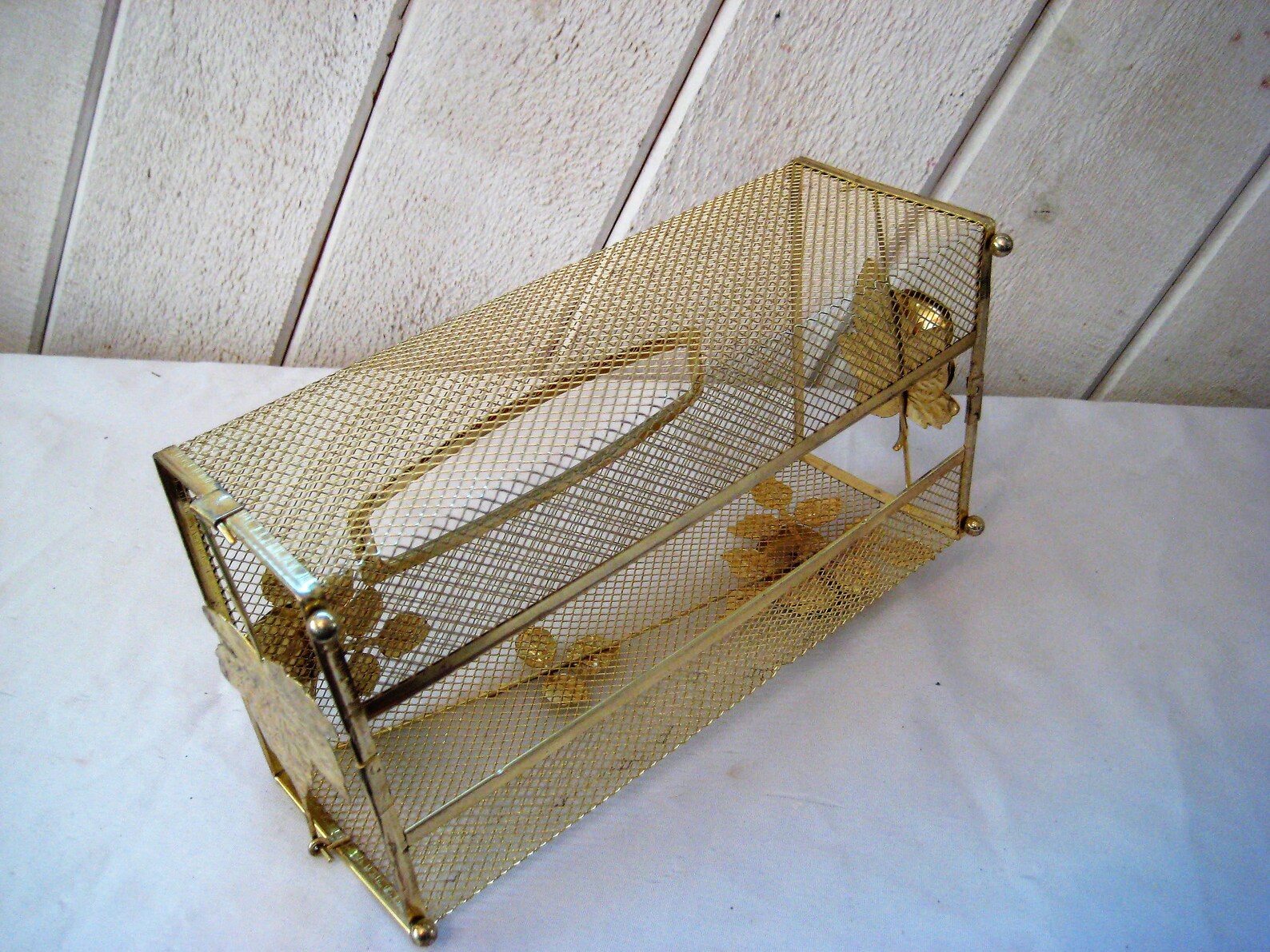 Brass tissue holder decorative gold kleenex box holder 60s Etsy