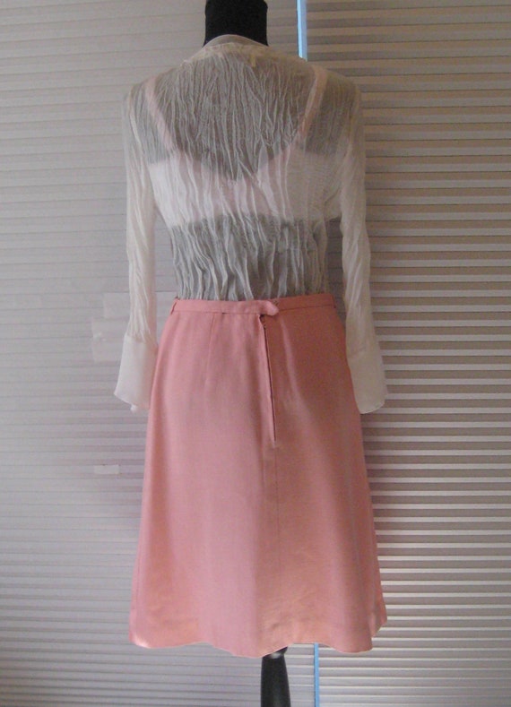 Vintage Pink cotton linen skirt, full fit to flar… - image 5