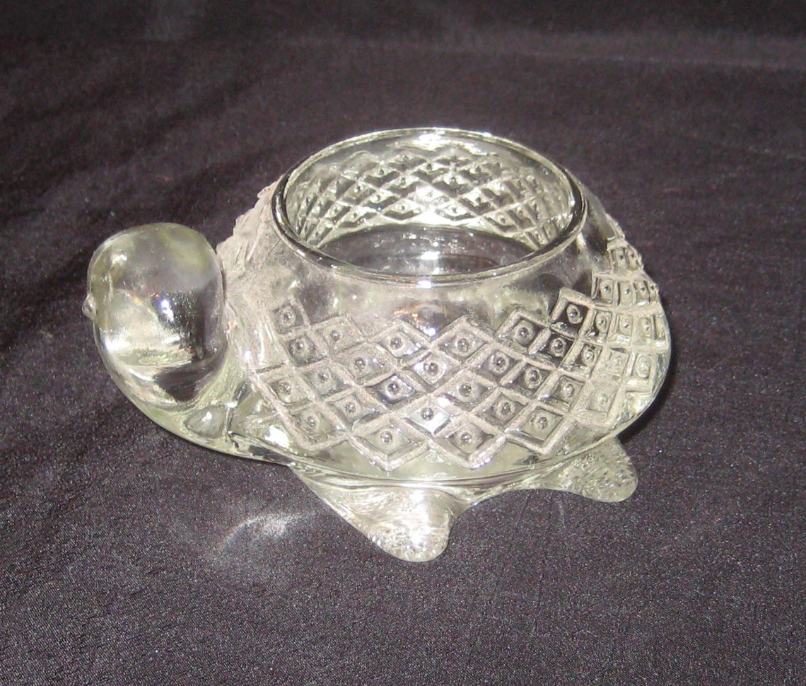 Clear glass turtle votive candle holder tea light vintage Etsy