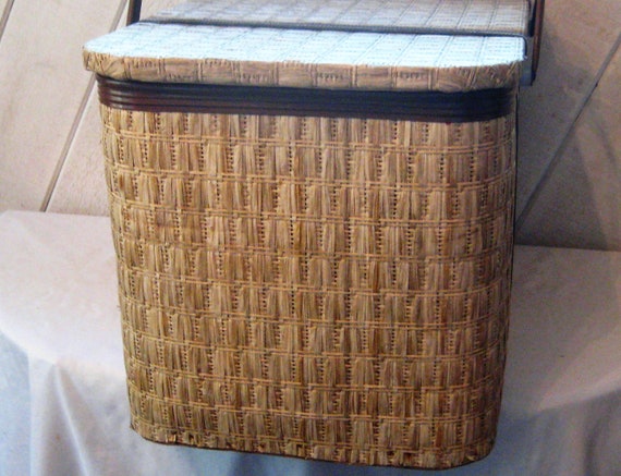 Vintage Redmon picnic basket, woven vinyl, wood m… - image 3