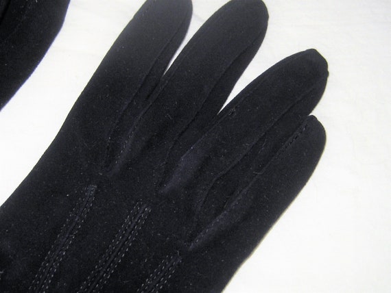 Vintage dark navy blue gloves, suede driving glov… - image 3