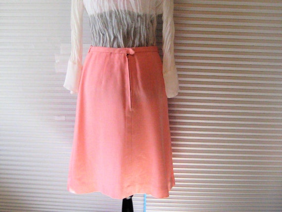 Vintage Pink cotton linen skirt, full fit to flar… - image 4