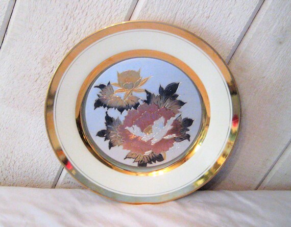 収集価値のある吊り皿、彫金アート皿、金、青銅、銀、署名皿