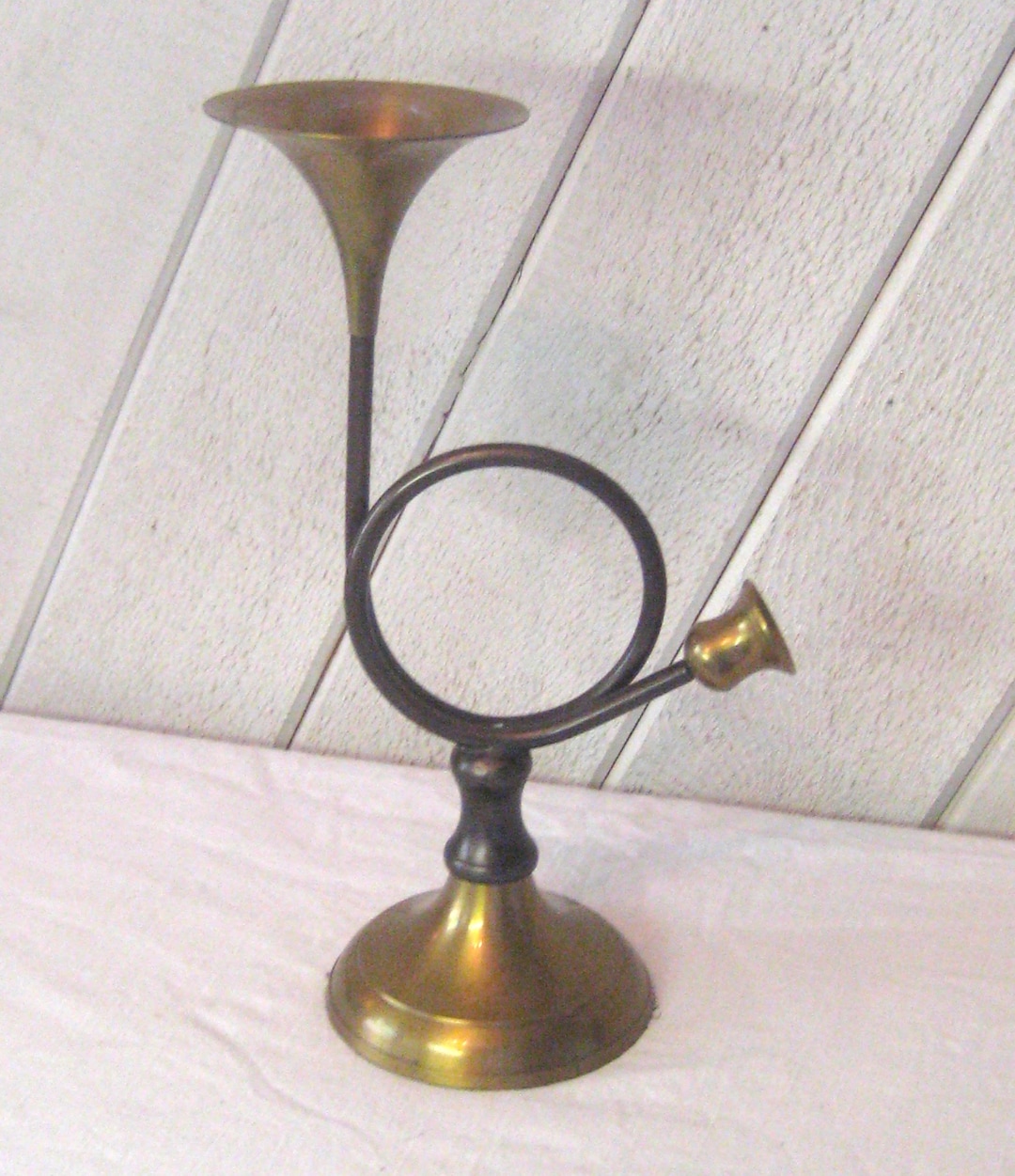 Vintage Brass Horn Candlestick Holder, Decorative Faux Musical ...