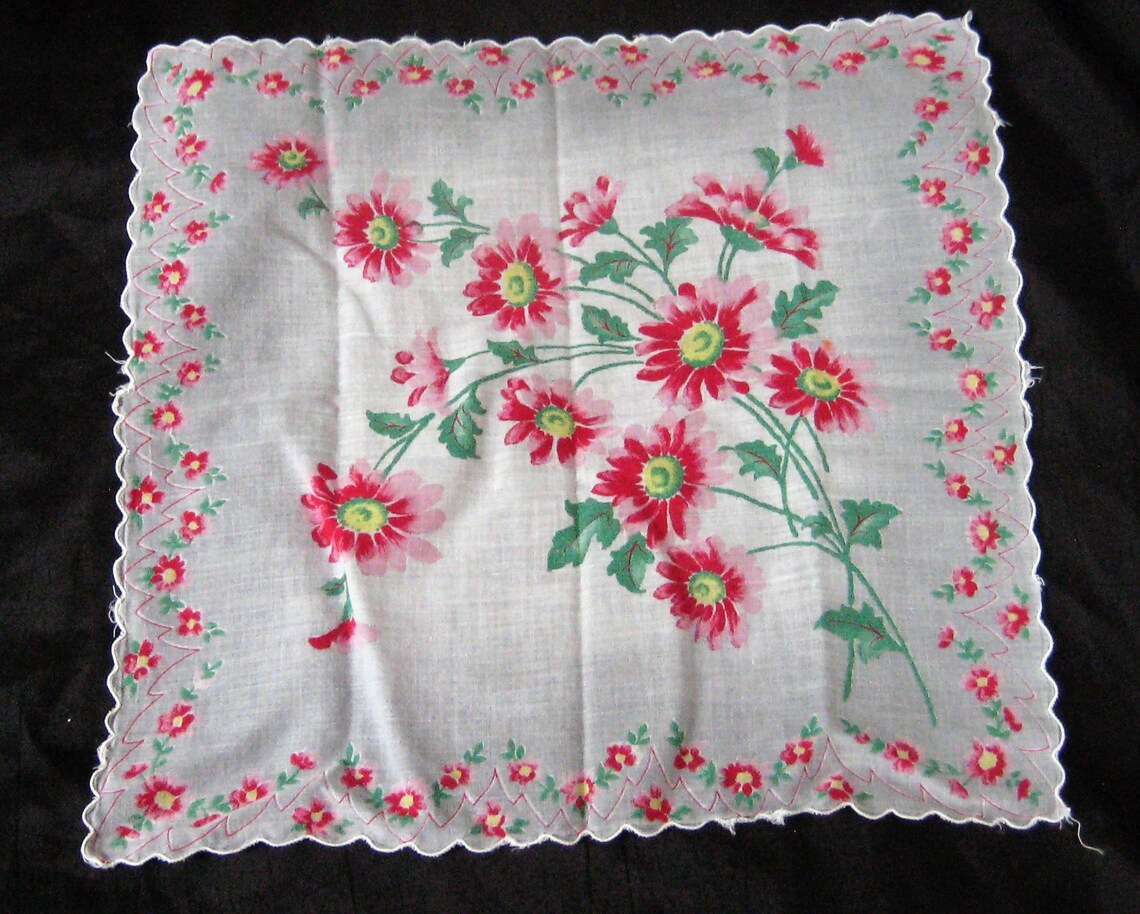 Collection of Two Floral Handkerchiefs Womens Handkerchiefs Etsy