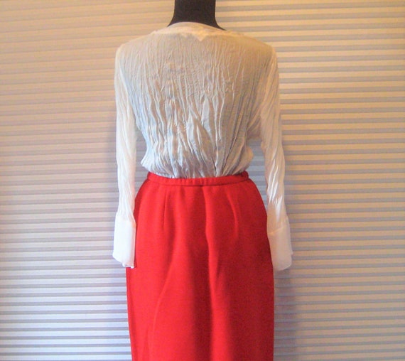 Vintage red wool pull over skirt, elastic waist, … - image 5