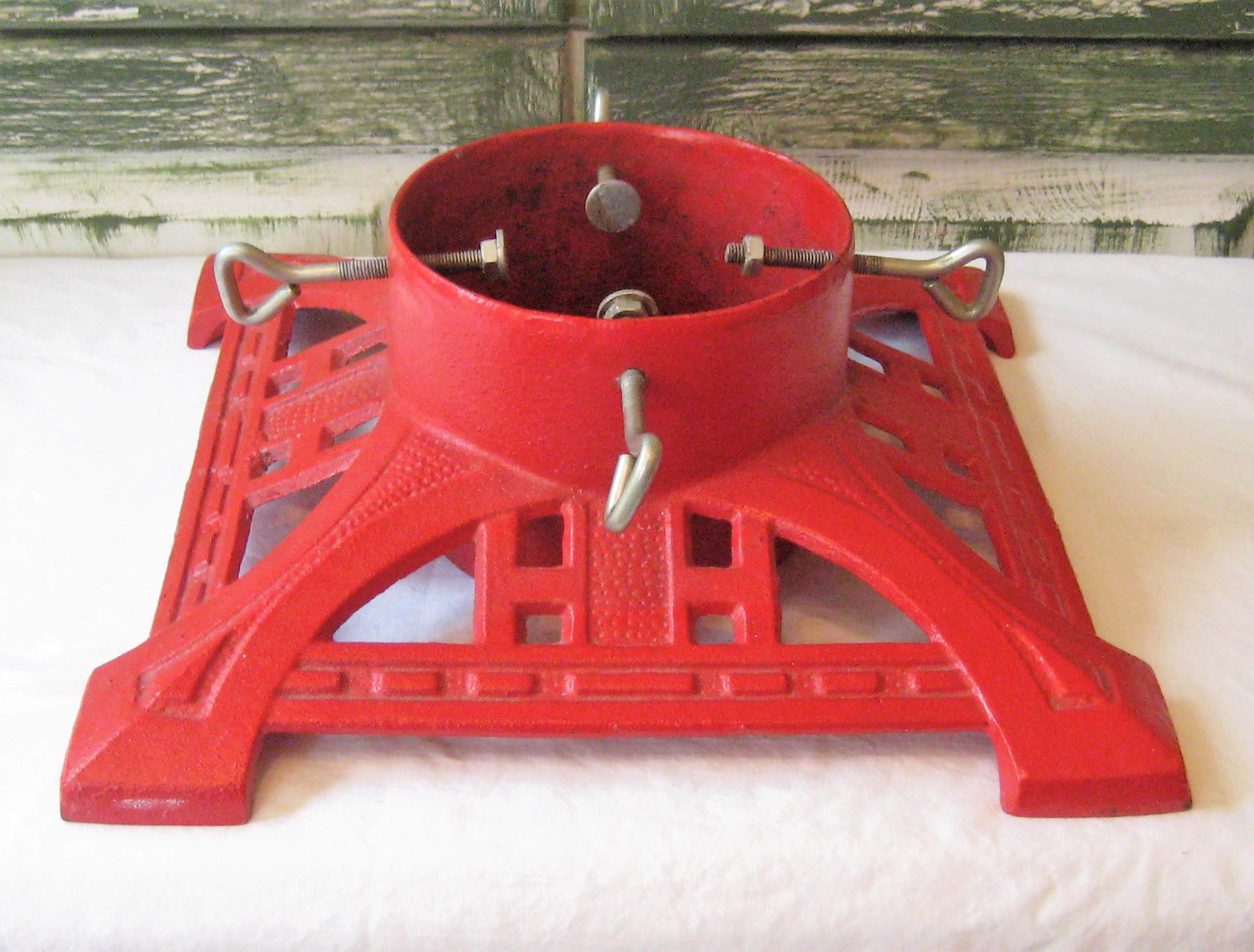 Antique Christmas Tree Stand Vintage Cast Iron Red Tree Etsy Canada