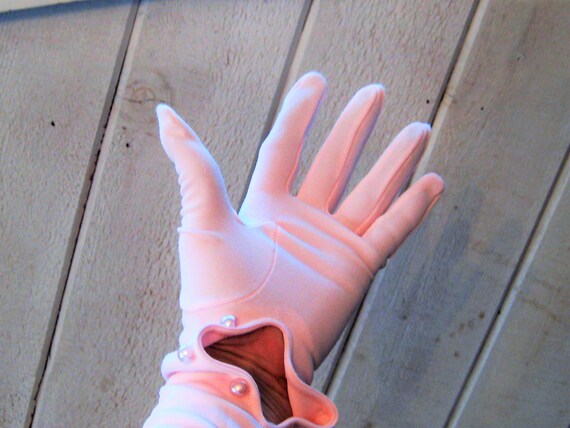 Extra long pink evening gloves, formal party glov… - image 4